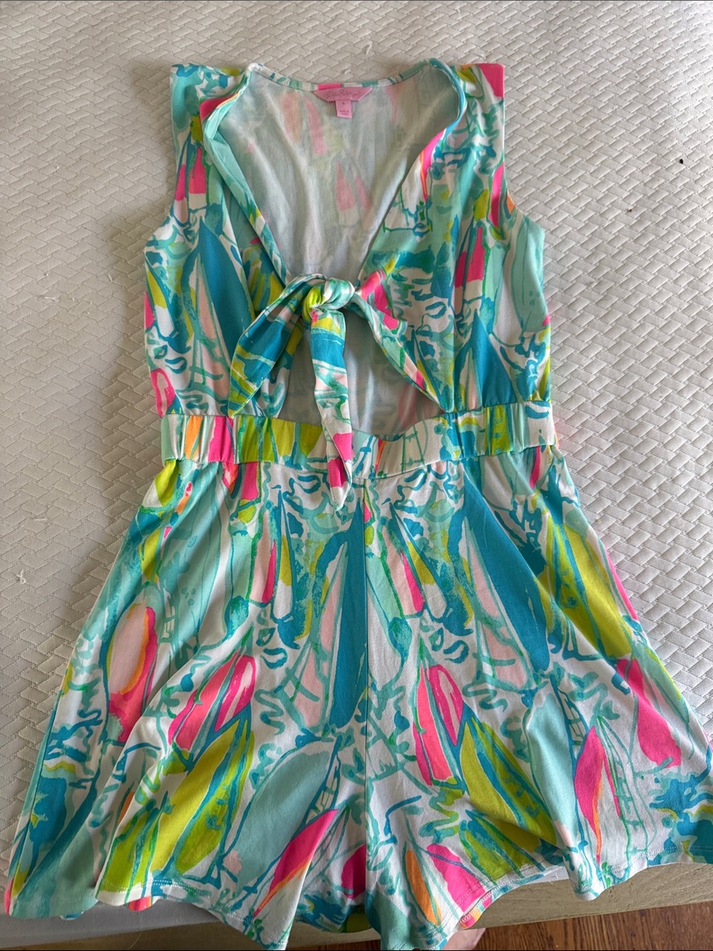 Lilly Pulitzer Greer peek a boo romper beach and bae print size S